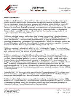 CV for Neil Broom Expert Witness in Computer Forensics Investigations in Richmond